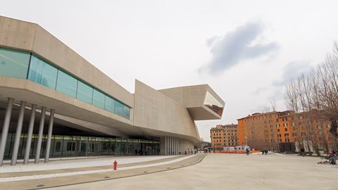 National Museum of the XXI century (MAXXI) Rome, Italy timelapse - February 21, 2015: is a national museum of contemporary art and architecture.