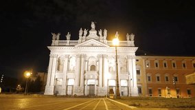 Basilica di San Giovanni in Laterano Night Rome, Italy.