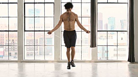 Athletic Male Working Out. Crossfit. Slow Motion.