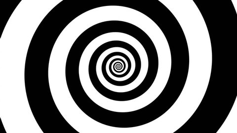Black and white spiral Optical illusion illustration, abstract background graphics asset, Hypnotising whirlpool effect