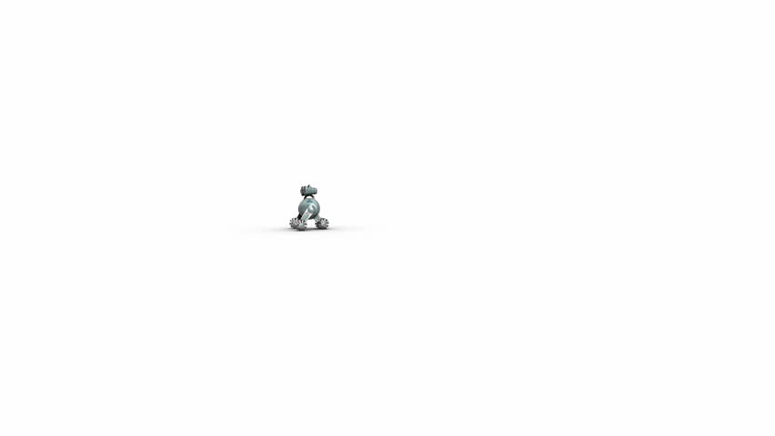 Robot rolling 3D animation. HD 1080.