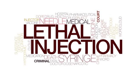 Lethal injection animated word cloud. Kinetic typography.