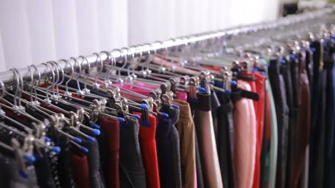 Selection of women's clothing in the store