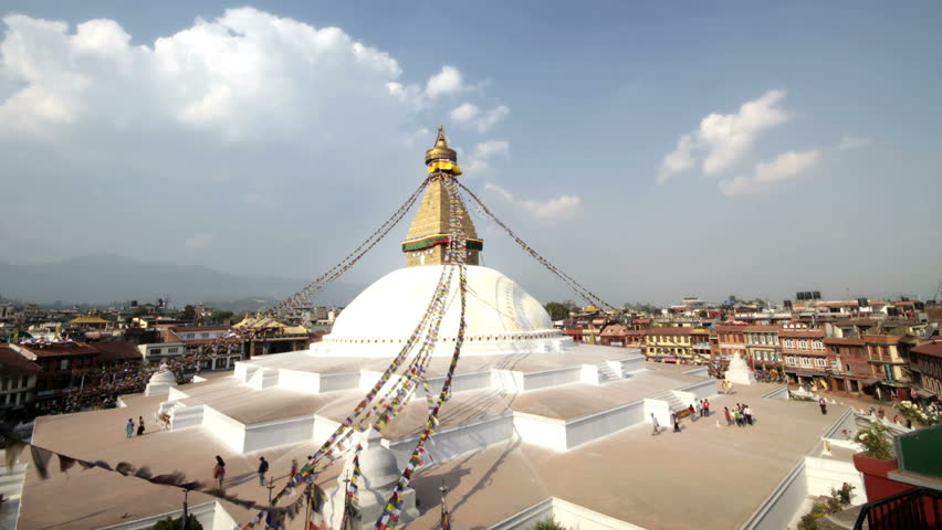 people walking round the stupa  in Katmandu Nepal time lapse film