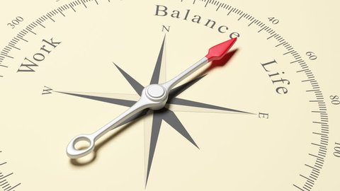 Compass Pointing to Balance, Work and Life