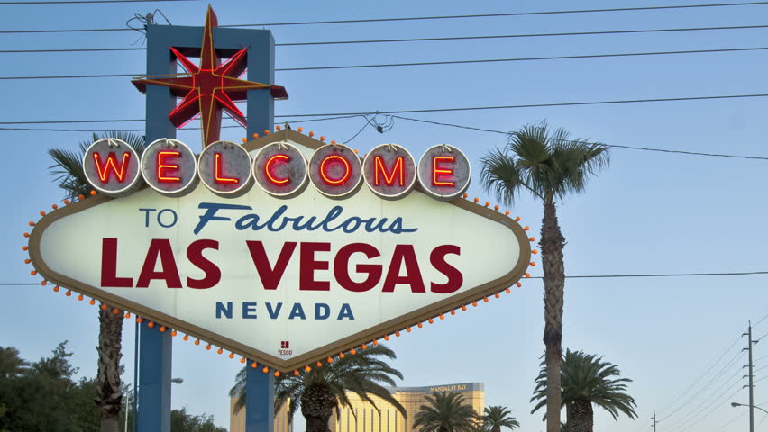LAS VEGAS - MARCH 1: Timelapse of the famous Las Vegas Welcome-Sign during
