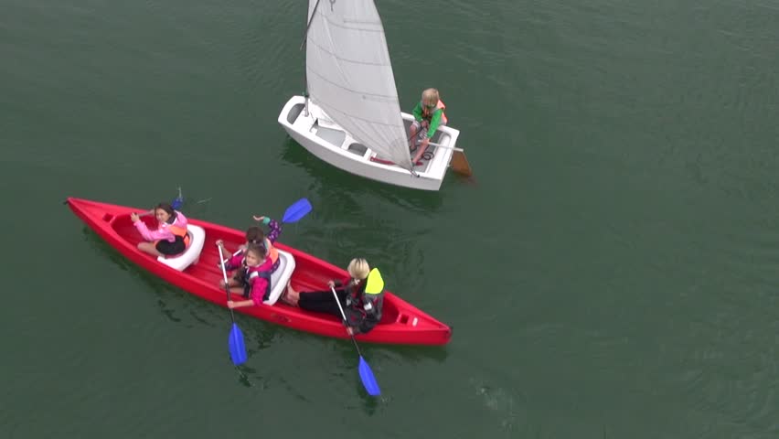 Boats on the lake aerial