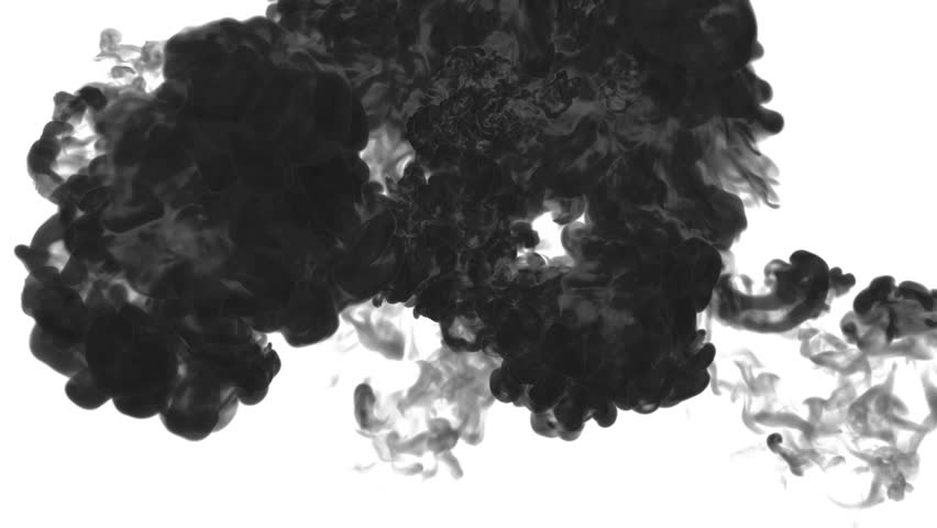 black ink drop in water on a white background for effects. 3d render. voxel graphics. computer simulation 23