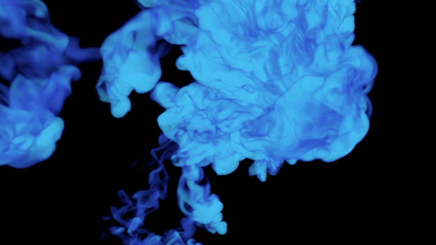 blue ink drop in water on a black background for effects. 3d render. voxel graphics. computer simulation. 35
