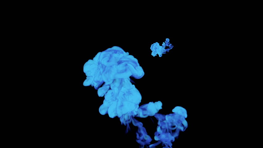 blue ink drop in water on a black background for effects. 3d render. voxel graphics. computer simulation 26