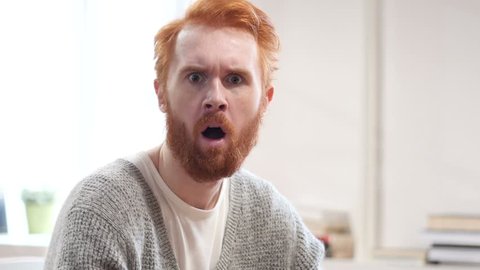 Shocked, Stunned Man with Red Hairs