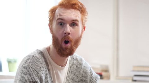 Amazed Surprised Man with Red Hairs