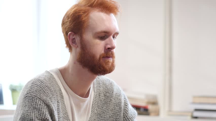 Portrait of Serious Man with Red Hairs Royalty-Free Stock Footage #22247104