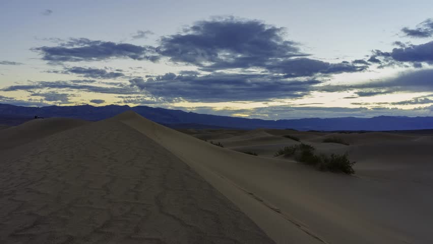 The beautiful Mesquite Flat Dunes sun rise timelapse at Stovepipe Wells, Death Valley National Park