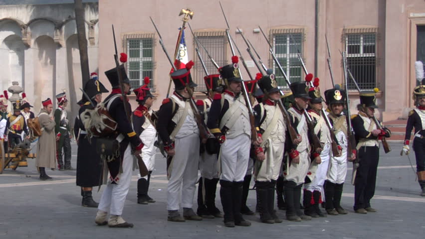 LOANO, ITALY - APRIL 15: Reenactment of battle between French and British
