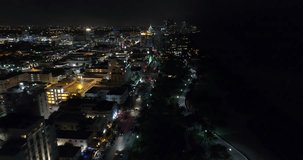 Aerial footage Night on Ocean Drive