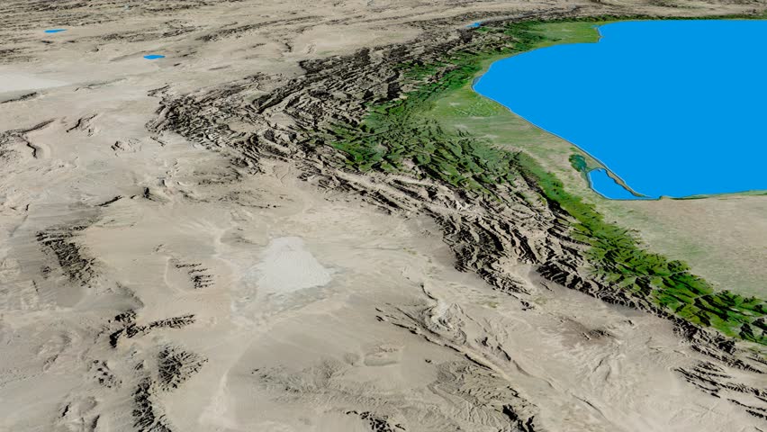 Glide over Elburz mountain range - masks. Satellite imagery. High resolution ASTER GDEM data textured
