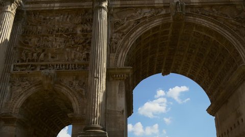 rome famous summer day arch of septimius severus blue sky walking view 4k italy