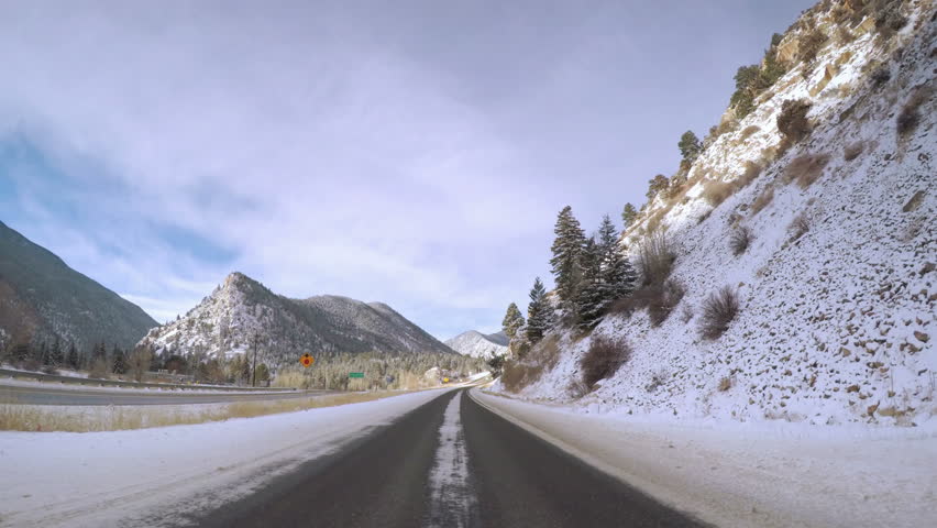 POV point of view - Driving through Berthoud pass after Winter storm.