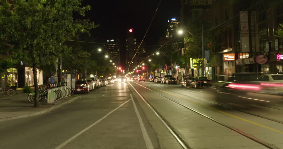 Time lapse of Downtown Toronto at night.