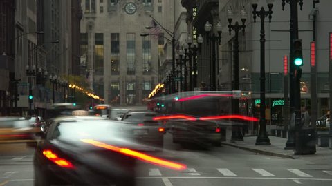 Chicago - Circa 2010: LaSalle street in 2010. Timelapse of LaSalle Street, Chicago, Illinois.