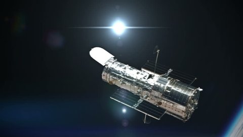 Hubble telescope pass by camera. This video is composed of images furnished by NASA.