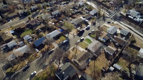 COLORADO 2016: aerial video taken by drone of suburban town on a sunny day.