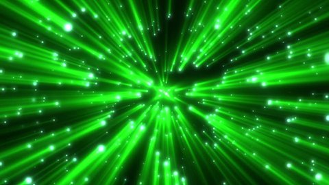 Green Stars Shine Rays Particles Spheres Abstract Motion Background Loop
