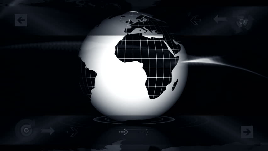 globe and abstract background for news - LOOP - black and white