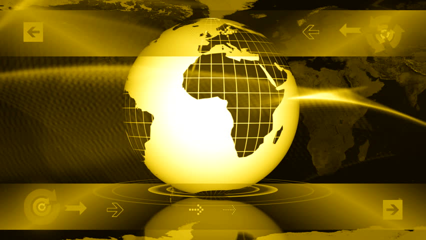 globe and abstract background for news - LOOP - yellow