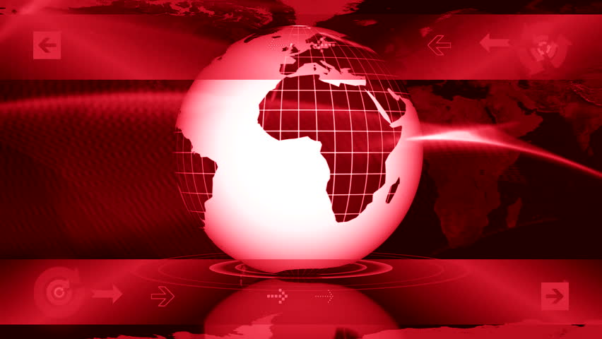 globe and abstract background for news - LOOP - red