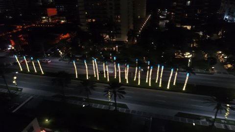 Aerial holiday lights in Bal Harbour