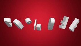 10 percent off 3d letters rotate on red background. 3d render 4K and Full HD footage. Alpha matte included.