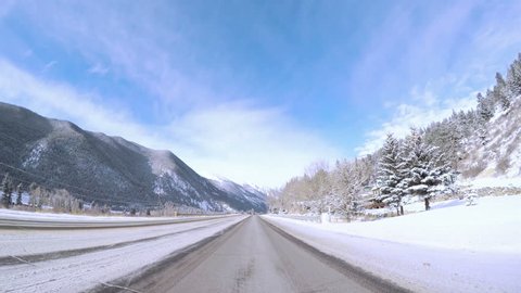 POV point of view - Driving on highway I70 in the Winter.