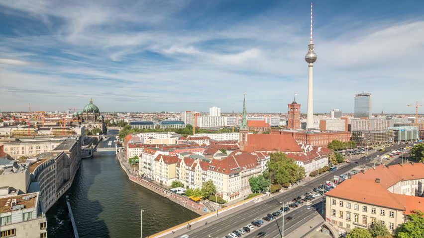 Berlin City Skyline With Tv Arkivvideomateriale 100 Royaltyfritt Shutterstock