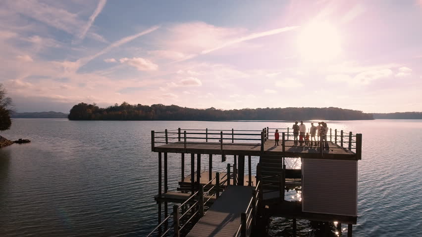Aerial View, Flying over the people, Flying over the people and children, Flying over the River, Flying over a Pier, a Pier,  American People and Children