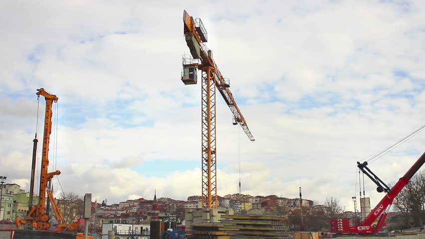 ISTANBUL - MARCH 28: (Timelapse View) Marmaray public transport project,