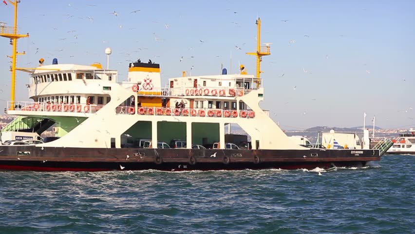 ISTANBUL - MARCH 6: Car ferries in Bosphorus on March 6, 2012 in Istanbul.