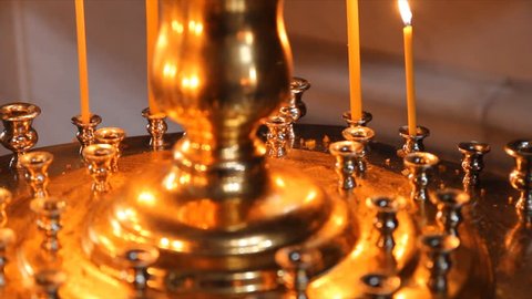 Russian Orthodox Church Burning Candles Stock Footage Video (100% ...