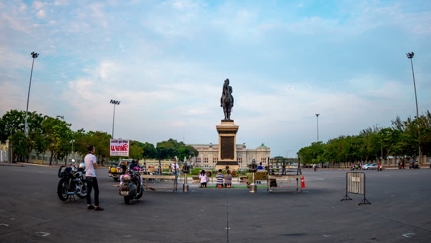  King Rama V Equestrian Monument 2 and The Ananta Samakhom Throne Hall in Thai Royal Dusit Palace, Bangkok, Thailand. 