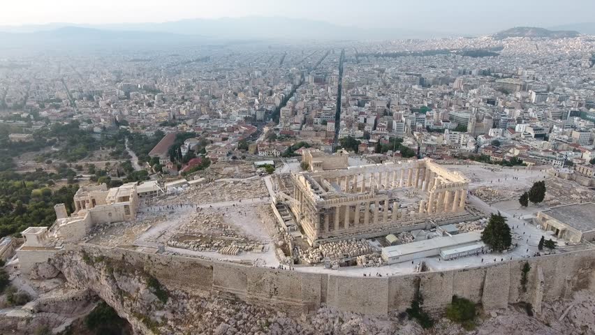 4K Drone Shot Of Athens Acropolis Parthenon