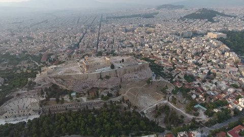 4K Drone Shot Of Athens Acropolis Parthenon
