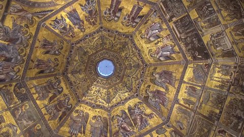 FLORENCE, ITALY - NOVEMBER 2016: Interior of Battistero di San Giovanni. Beautiful ceiling.