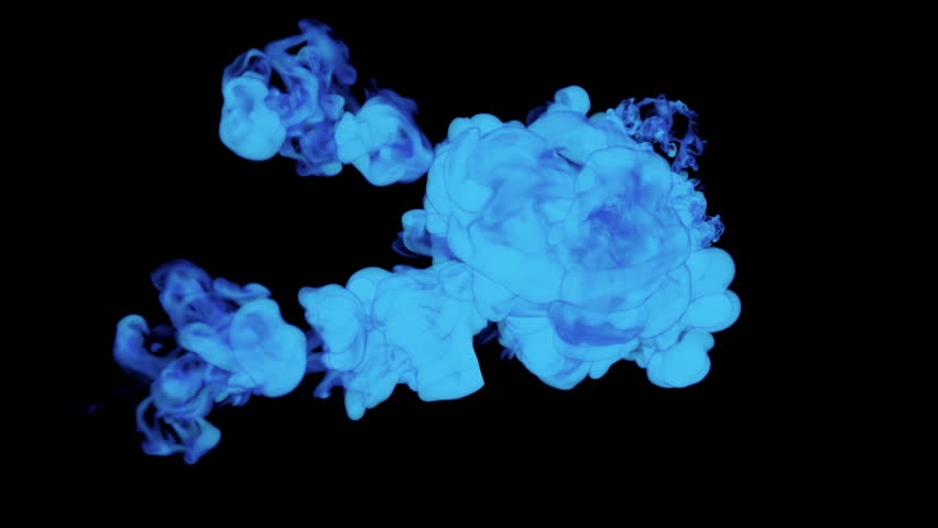 stylized blue ink drop in water on a black background for effects. 3d render. voxel graphics. computer simulation 33