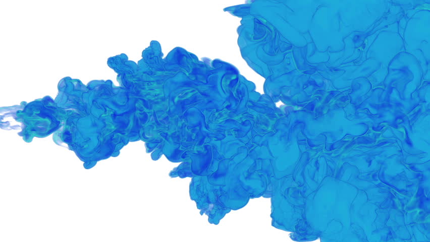 blue paint dissolved in water on a white background. 3d render. voxel graphics. computer simulation 7. full HD