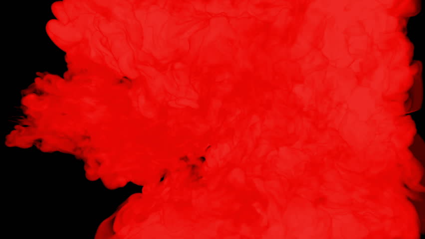 stylized red ink drop in water on a black background. 3d render. voxel graphics. computer simulation of smoke. Ink distribution in the water 1