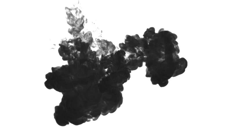black paint dissolved in water on a white background. 3d render. voxel graphics. computer simulation 4..