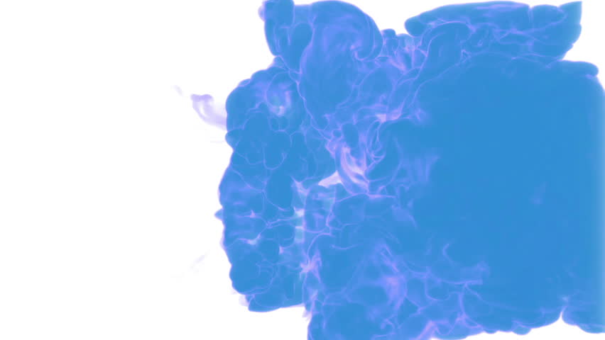 computer graphics like blue ink spreading in the water on a white background. 3d render. voxel graphics. computer simulation 3