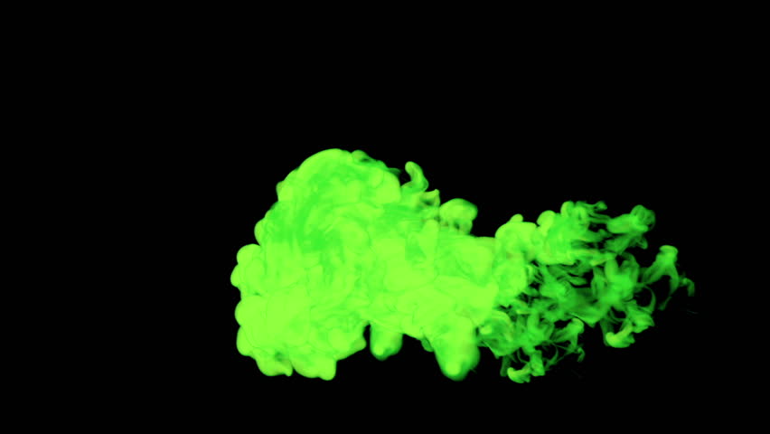 stylized green ink drop in water on a black background for effects. 3d render. voxel graphics. computer simulation 9