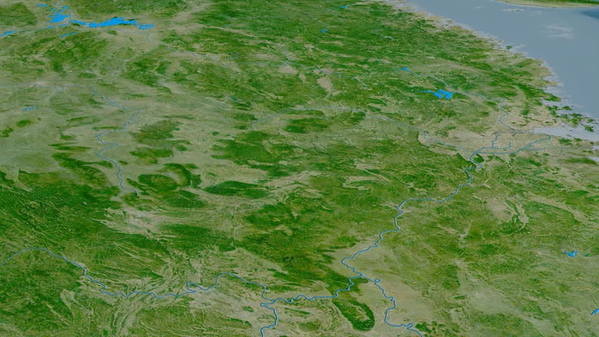 Revolution around Nan Ling mountain range - masks. Satellite imagery. High resolution ASTER GDEM data textured